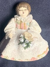 Lene Thun Original Bozen Italy Engel Brokat Kleid Schürze Signatur Blumen selten