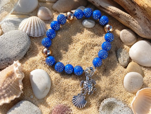 Mit blau perlen handmade - blau,