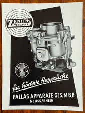 ZENITH Vergaser Typ NDIX 13745, PALLAS Apparate GmbH, NEUSS - Werbung 1955
