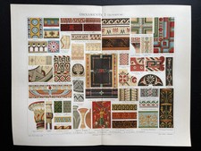 antike Grafik Varia: Ornamente I. alte Chromolithografie 1905 Ornaments