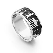 DUR Schmuck Ring "Berlin" Nachtring Lavasand Silber 925/-  rhodiniert (R4779)