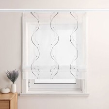 Raffrollo Raffgardine mit Klettband Küche Gardinen Voile Bändchenrollo Vorhang