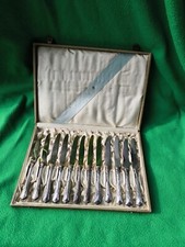 Dessertmesser Jugendstil 800er Silber Halbmond Krone Messerset Messer Kasten Alt