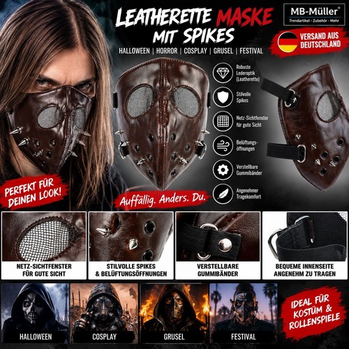 Leatherette maske braun - maske,