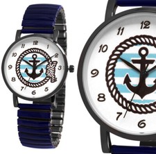 Damen Frauen Uhr Blau Silber