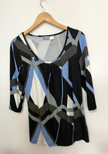 Damen Tunika Long-Shirt 36/38 S/M blau, schwarz, grün, Perl-weiß MIA LINEA Neu