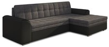 GRAU-SCHWARZ STOFF KUNSTLEDER ECKSOFA SCHLAFSOFA L-FORM COUCH BETT RECHTS LINKS