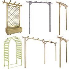Pergola Gartenpergola Rosenbogen Set Rankhilfe Torbogen Rankgitter Holz Spalier