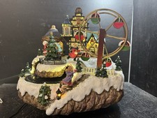 Winterszene Riesenrad und Zug 35x25x30cm Licht und Bewegung