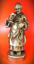 Alte schwere und große Figur Mönch Metall mit Signatur silbern Top Zustand Marke