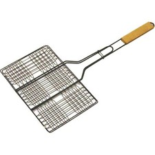 GrillPro Hamburger-Halter, Grillguthalter mit Holzgriff, Grillwender, Grillkorb 