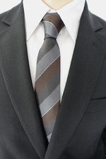 NEU - ATWARDSON Anlass / Business Krawatte - grau-braun gestreift - Seide - Slim