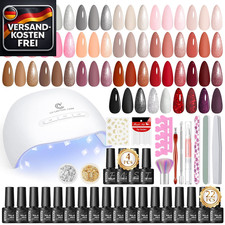 UV Nagellack Set 44 Stück mit UV LED Lampe 22 Farben Base Top Coat Matte Glitzer