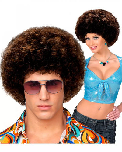 Afro perücke medium braun - afro,