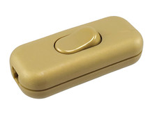 Schnur-Zwischenschalter gold, 3-polig(2), 6 A, Paßt für LED, Mit Zugentlastungen