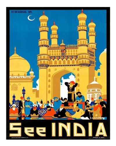 Vintage indien reiseplakat - vintage,