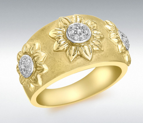 9ct gelbgold satin daisy - gelbgold,