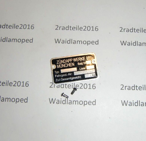Zündapp typenschild am - ,