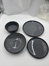 Pure Living Steingut Geschirrset 6 Pers. Ibiza 24-tlg Dark/Grau Neu Rechnung