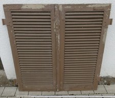  fenster laden paar lamellen holz alt  um 1950 top vintage garten deko 124 cm