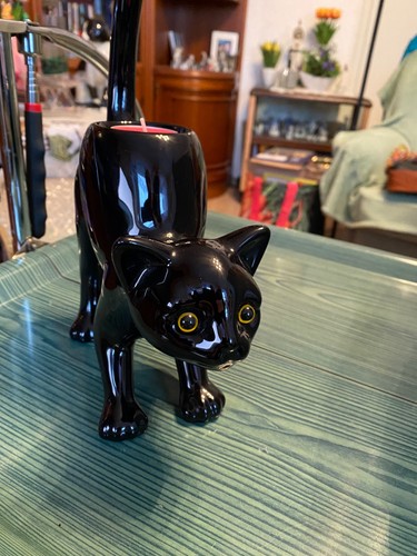 Schwarz keramik katze teelicht - schwarz,