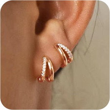 Ohrringe Silber 925 Creolen Klein/Gold/Rosegold Zirkonia Damen