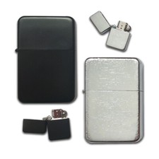 2x Benzinfeuerzeug | Sturmfeuerzeug | Schwarz Chrom Metall Antik Feuerzeug Retro