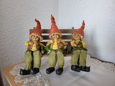 3 Schlenkerfiguren Kantenhocker Wichtel mit Tier Figuren Herbst Deko neuwertig
