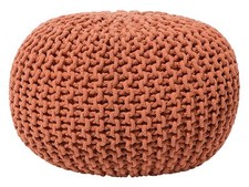 Geflochtener Strickpouf zum Sitzen Baumwolle braun rund 40 cm Modern Conrad
