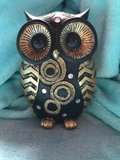 Eule schwarz gold mit