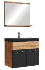 Badplaats Badmöbel Komplettset Montreal 02 60 x 35 cm Eiche mit Schwarz Matt - B