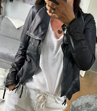 Italy Biker Kunstlederjacke Jacke Leder Optik blau Vintage Gr.36 S antik blogger