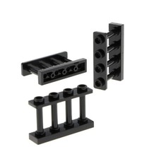 3x Lego Zaun 1x4x2 schwarz