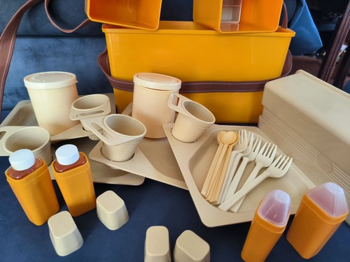 Vintage picknick koffer - picknick, 60er