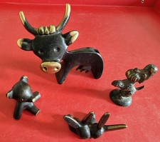 Kuh Hasenpaar Pudel Teddy * Walter Bosse * um 1950 * Wiener Bronze Messing