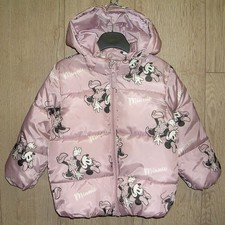 H&M Mädchen rosa Minnie Mouse Disney gefütterte Jacke Mantel Alter 2-3 98 cm