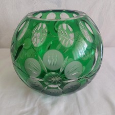 Kugelvase Kristall Rose Bowl Grün, 16 cm, TOP