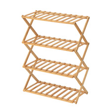 4 Ebenen faltbares Schuhregal Bambus Schuhständer Schuhablage Schuhorganizer