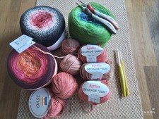 Wollpaket Bobbel Farbverlaufsgarn Baumwollgarn Häkelnadeln