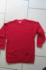 Langer Strickpullover Tunika rot mit Taschen 40/42