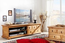 Landhausstl Massivholz TV Tisch Lowboard Kommode TV-Bank Phonotisch MEXICO Pinie