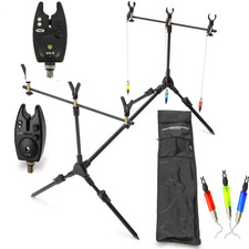 Karpfen Rod Pod  Rutenhalter  inkl elektronische Bissanzeiger Transporttasche