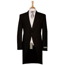 Herren schwarz Heckmantel Jacke Morgenanzug Wolle Hochzeit Royal Ascot Herringbone
