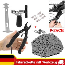 Fahrradkette 9 Fach 116 Glieder MTB Bike Kette mit Kettennieter Werkzeug Set