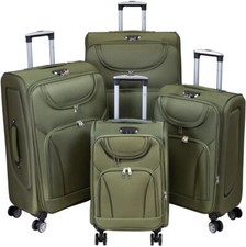 Nylon Trolley Koffer Gepäck 360° Rollen Dehnfalte Maribor Grün vier Größen M-XXL