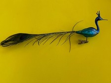 Christbaumschmuck, Pfau, Glas, mit echter Pfauenfeder