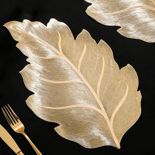 Tischsets blattmuster gold - tischsets,