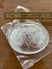 Western Buckle "Silver Engraved Plain" Größe: Large