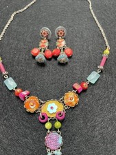 Ayala Bar * Kette Und Ohrringe  Stoff, Glas Perlen , Anhänger Ibiza *necklace