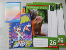 Schreibhefte Schule kariert mit Rand 26 A4 leniert A5 Aufgabenheft Radiergummi